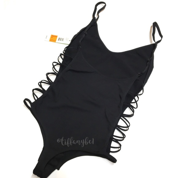 Sam Edelman Jet Black Strappy Side Thong Bodysuit - Picture 8 of 16